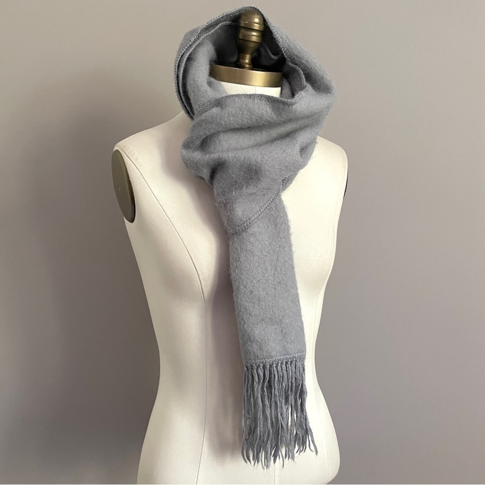 Icy Blue Alpaca Fringed Scarf - 80" long! 🦙